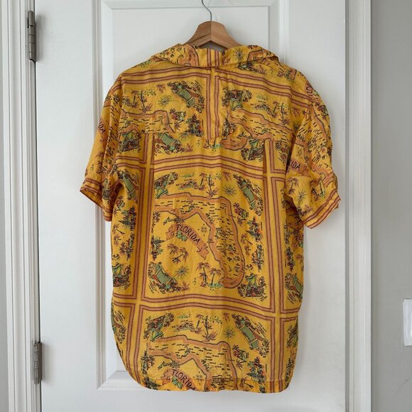 Urban Outfitters UO Gardenia Florida Map Print Button Down Shirt L - Picture 8 of 11